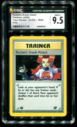 CGC 9.5 Rocket's Sneak Attack 1st Edition Holo Team Rocket 2000 Pokemon Card #16 - Image 1