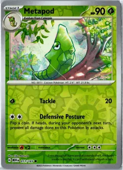 Pokemon Card - Metapod 011/165 151 Common Reverse Holo Near Mint - Image 1