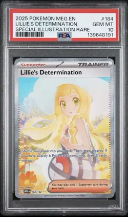 Pokemon 2025 Lillie's Determination 184/132 ME01 SIR Holo English PSA 10 - Image 1