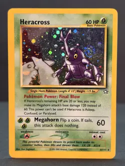 Heracross 6/111 Holo Rare Neo Genesis Pokemon Card Unlimited LP - SWIRL - Image 1