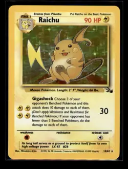 1999 Pokemon TCG Raichu Holo (14) Fossil #14/62 - Image 1