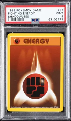 1999 POKEMON BASE SET SHADOWLESS #97 FIGHTING ENERGY PSA 9 - Image 1