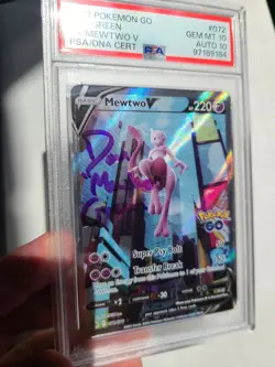 Pokemon SIGNED Mewtwo V PSA 10 GEM MINT Auto 10 Dan Green Go 2022 Card #72 RARE! - Image 3