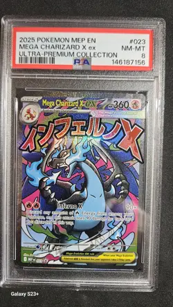 2025 POKEMON MEGA CHARIZARD X EX #023 MEP EN BLACK STAR PROMO UPC PSA 8 NM-MT - Image 1