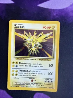 Zapdos 16/102 Holo Rare Pokemon Vintage Unlimited Base Set NM/LP - Image 1