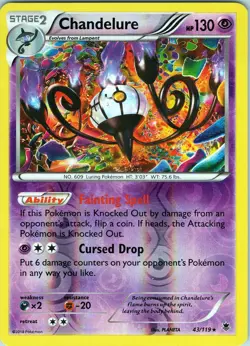 Chandelure 43/119 Rare - Pokemon XY: Phantom Forces - Reverse Holo (NM) - Image 1