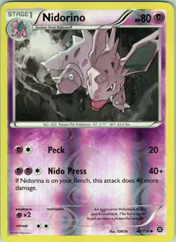 Nidorino 44/114 Uncommon - Pokemon TCG XY: Steam Siege - Reveres Holo (NM) - Image 1