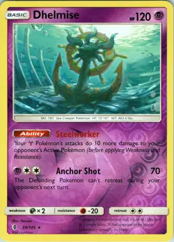 Dhelmise 59 145 Rare - Pokemon TCG SM: Guardians Rising - Reverse Holo (NM) - Image 1