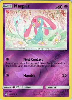Mesprit 84/236 Uncommon - Pokemon TCG SM: Unified Minds - Reverse Holo (NM) - Image 1