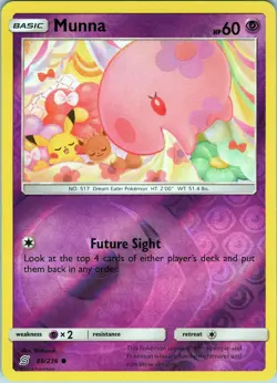 Munna 88/236 Common - Pokemon TCG SM: Unified Minds - Reverse Holo (NM) - Image 1