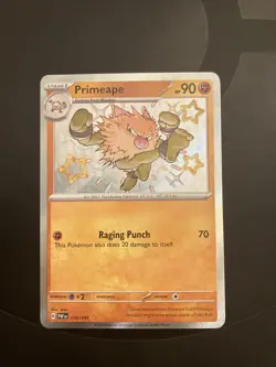 Pokemon TCG Primeape Scarlet & Violet: Paldean Fates 170/091 Holo Shiny Rare - Image 1