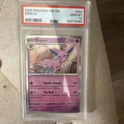 Pokemon Espeon 033/131 Prismatic Evolutions Holo Rare PSA 10 2025 English - Image 1