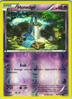 Honedge 60/122 Common - Pokemon TCG XY: BREAKpoint - Reverse Holo (NM) - Image 1
