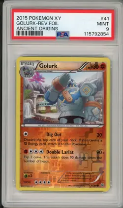 2015 Pokemon XY Ancient Origins Golurk Reverse Holo Foil #41 PSA 9 Pop 1 - Image 1