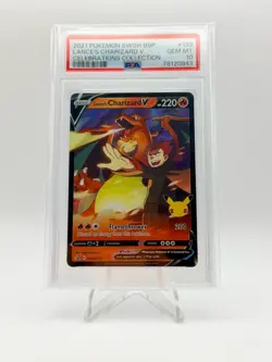2021 POKEMON CELEBRATIONS COLLECTION PROMO LANCE'S CHARIZARD V SWSH133 PSA 10 - Image 1
