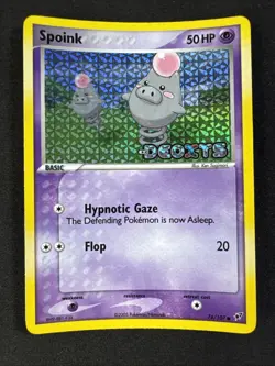 Spoink 76/107 Deoxys Reverse Holo Pokemon - Image 1