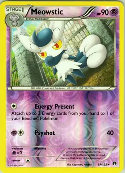 Meowstic 59/122 Rare - Pokemon TCG XY: Breakpoint - Reverse Holo (NM) - Image 1