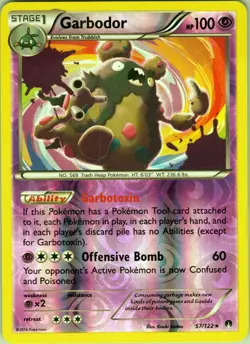 Garbodor 57/122 Rare - Pokemon TCG XY: Breakpoint - Reverse Holo (NM) - Image 1