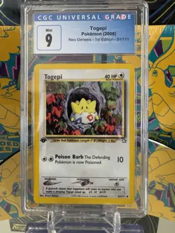 Togepi 51/111 - Neo Genesis 1st Edition - CGC 9 MINT - Vintage 2000 WotC Pokemon - Image 1