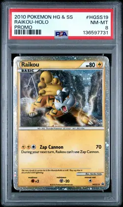 2010 POKEMON HEARTGOLD & SOULSILVER PROMO #HGSS19 RAIKOU-HOLO PSA 8 - Image 1