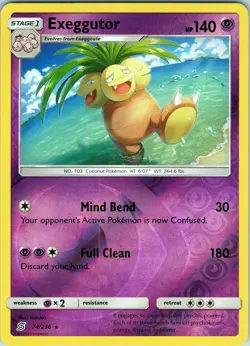 Exeggutor 74/236 Rare - Pokemon TCG SM: Unified Minds - Reverse Holo (NM) - Image 1