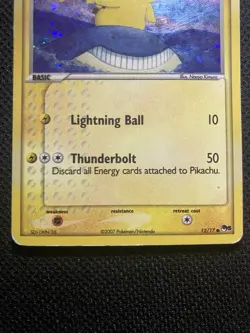 Pikachu 12/17 Pokemon Card Pop Series 5 HP Holo Rare Holo Bleed Corrected Back - Image 4