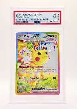 Pokemon TCG Pikachu ex 238/191 Sv08 Surging Sparks SIR Holo English PSA 9 - Image 1