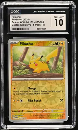 Pokemon TCG Pikachu 025/165 (2024) 151 Costco Exclusive CGC 10 - Image 1