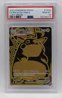 2022 POKEMON SWORD & SHIELD LOST ORIGIN #TG29 FULL ART/PIKACHU VMAX PSA 10 - Image 1