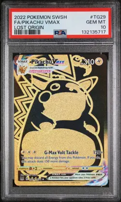 2022 POKEMON SWORD & SHIELD LOST ORIGIN #TG29 FULL ART/PIKACHU VMAX PSA 10 - Image 3
