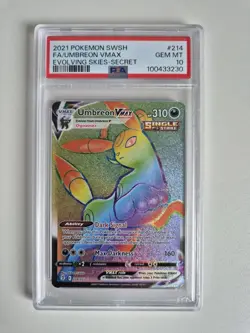 PSA 10 Umbreon VMAX 214/203 Evolving Skies Rainbow Secret Rare Pokemon GEM MINT - Image 1