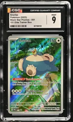 CGC Mint 9 Snorlax 051 Black Star Promo Pokemon Scarlet & Violet 151 ETB - Image 3