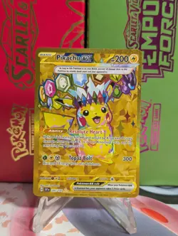 Pokemon TCG Surging Sparks Pikachu EX 247/191 Gold Hyper Rare Holo Card NM - Image 1