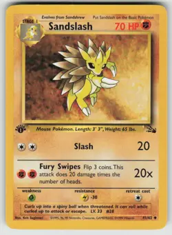 Sandslash 41/62 Uncommon Fossil Pokemon 1st Edition Moderately Played - Image 1