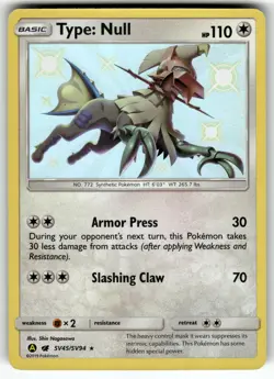 Type: Null SV45/SV94 Shiny Rare Hidden Fates Shiny Vault Pokemon Near Mint - Image 1