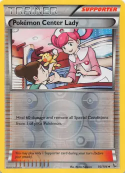 Pokemon Center Lady 93/106 Uncommon Flashfire Pokemon Reverse Holo LP - Image 1