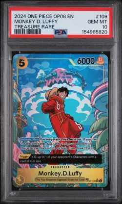 One Piece Monkey D. Luffy Treasure Rare TR OP08 Two Legends OP07-109 ENG PSA 10 - Image 1