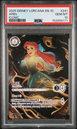 2025 DISNEY LORCANA EN 10-WHISPERS IN THE WELL ARIEL - ETHEREAL VOICE PSA 10 - Image 1