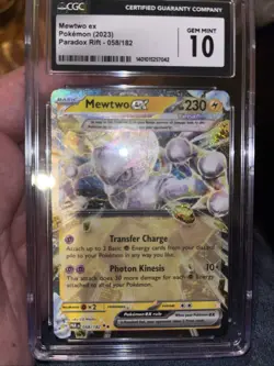 CGC 10 Pristine Mewtwo EX 058/182 Paradox Rift Full Art Double Rare Pokemon Card - Image 1