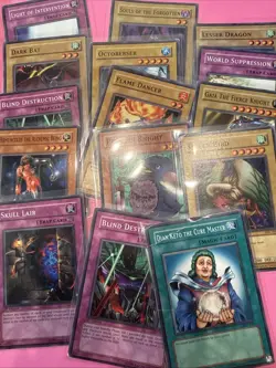 lot of 15 yu-gi-oh trading cards includes skull lair, blind destruction, etc - Image 1