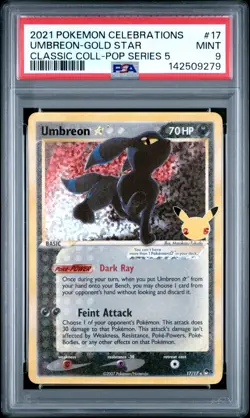 PSA 9 Umbreon Gold Star 17/17 Celebrations 2(th Anniversary Pokemon Card - Image 1