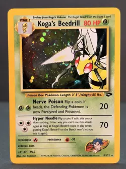 Koga’s Beedrill 9/132 Holo Rare Gym Challenge Pokemon Card Unlimited LP - Image 1
