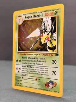 Koga’s Beedrill 9/132 Holo Rare Gym Challenge Pokemon Card Unlimited LP - Image 3