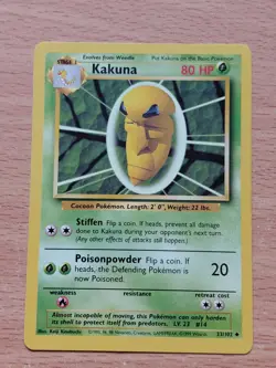 Pokemon Trading Card Game TCG Kakuna Base Set 33/102 Regular 1999 - Image 1