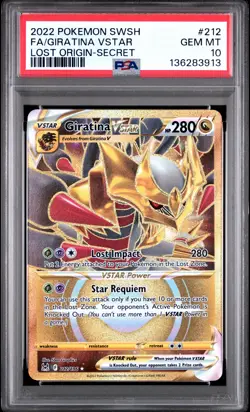 2022 POKEMON SWORD & SHIELD LOST ORIGIN SECRET FULL ART/GIRATINA VSTAR PSA 10 - Image 1