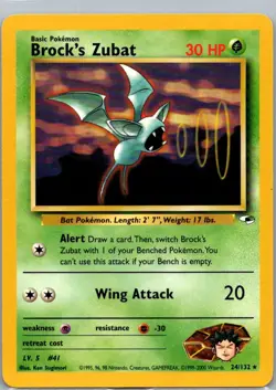 Pokemon TCG Brocks Zubat 24/132 Gym Heroes LP - Image 1