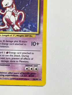 *** Pokemon TCG WOTC Mewtwo Holo Rare 10/102 English Unlimited HP - Image 5