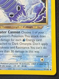 Pokemon TCG Dark Omanyte Neo Destiny 1st Edition 37/105 LP - Image 5