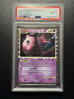 2010 POKEMON HEARTGOLD & SOULSILVER TRIUMPHANT 97 MEW-HOLO PSA 8 - Image 1