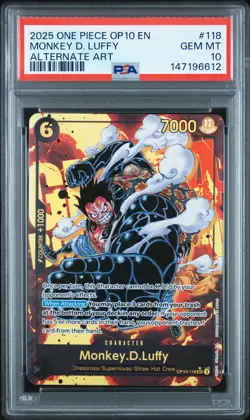 2025 ONE PIECE OP10-ROYAL BLOOD ALTERNATE ART #118 MONKEY D. LUFFY PSA 10 - Image 1
